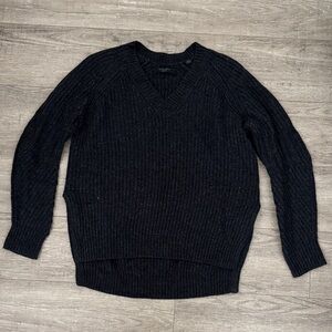 AllSaints Black V-Neck Ribbed Sweater